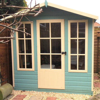 Shire Chatsworth 7x7ft Single Door T&G Wooden Summerhouse - JJ Building Materials