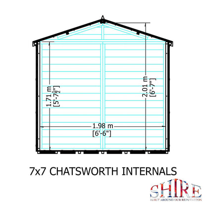 Shire Chatsworth 7x7ft Single Door T&G Wooden Summerhouse - JJ Building Materials
