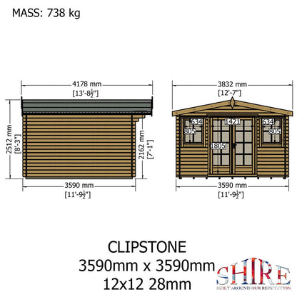 Shire Clipstone Log Cabin With 28mm Log Thickness - JJ Building Materials