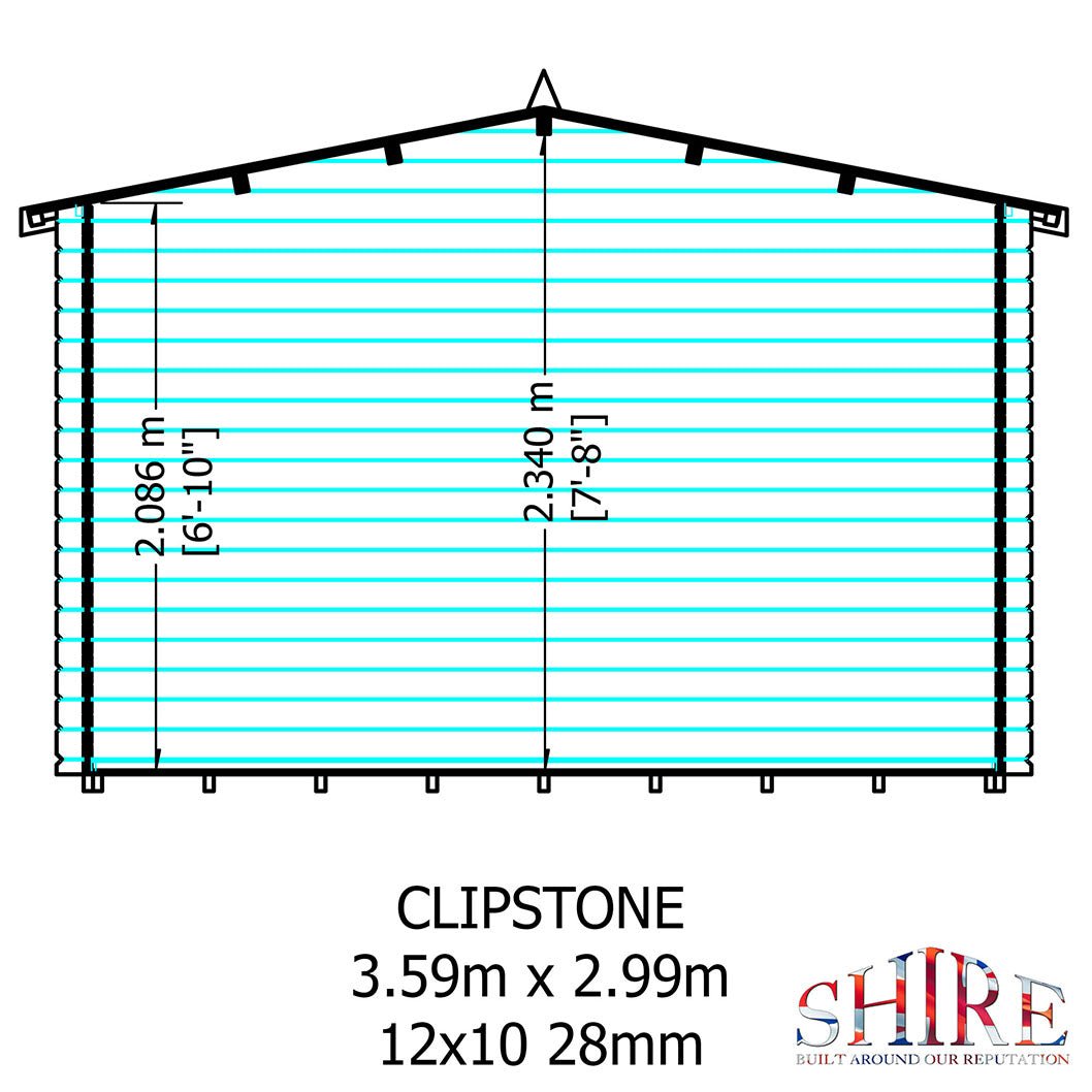 Shire Clipstone Log Cabin With 28mm Log Thickness - JJ Building Materials