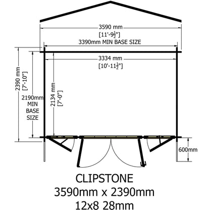Shire Clipstone Log Cabin With 28mm Log Thickness - JJ Building Materials