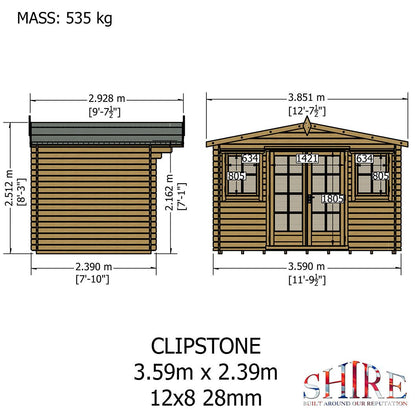 Shire Clipstone Log Cabin With 28mm Log Thickness - JJ Building Materials