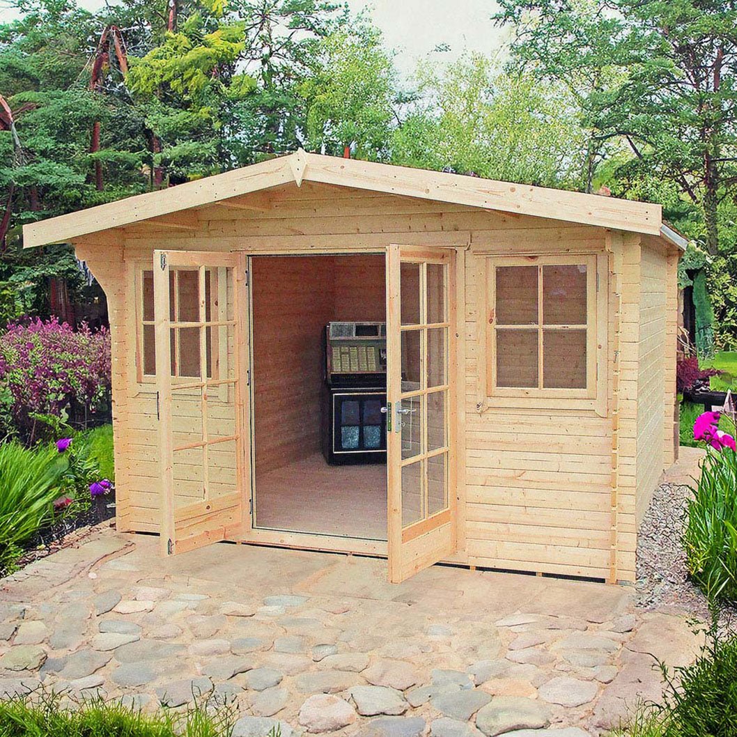 Shire Clipstone Log Cabin With 28mm Log Thickness - JJ Building Materials