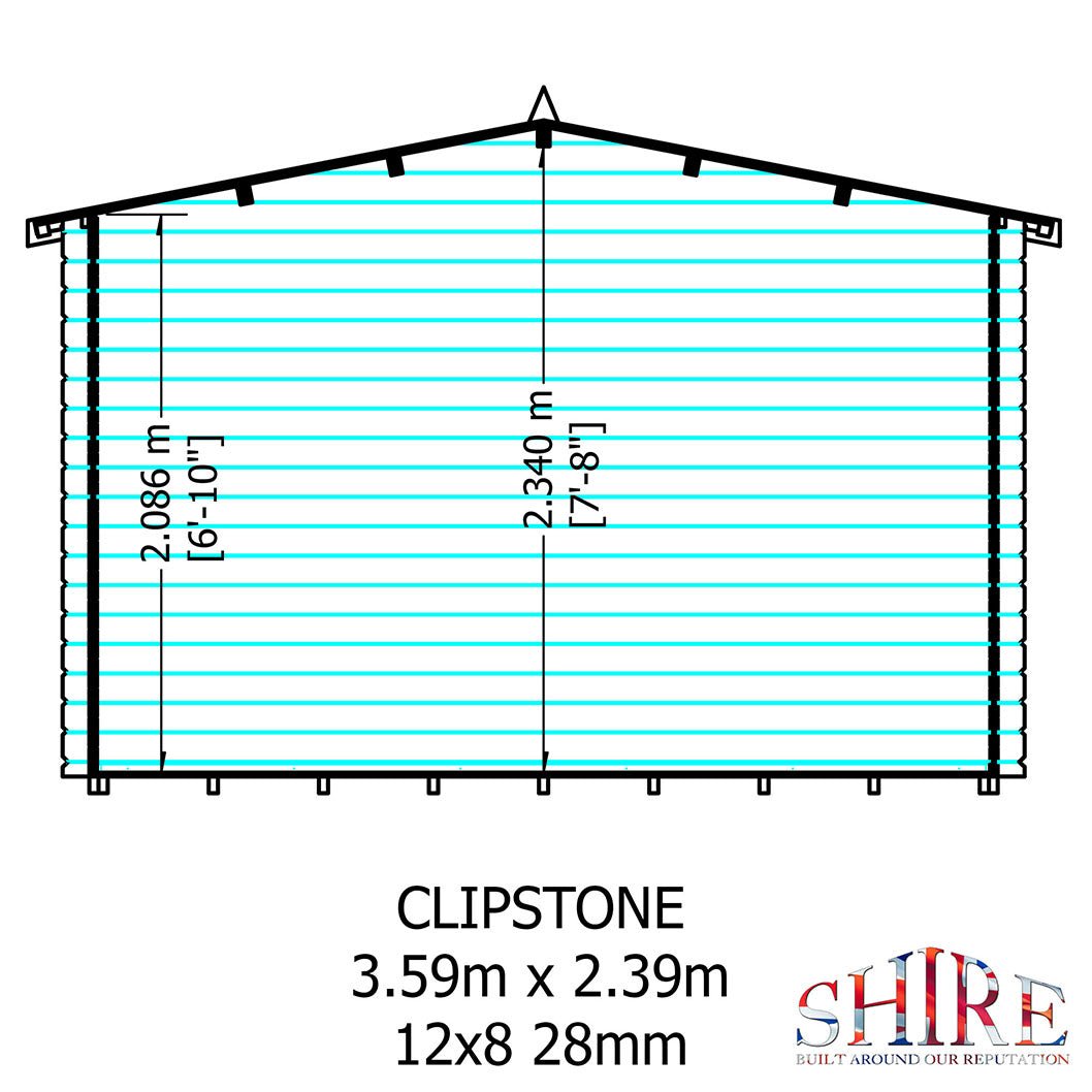 Shire Clipstone Log Cabin With 28mm Log Thickness - JJ Building Materials