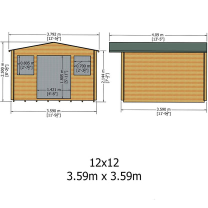 Shire Clipstone Log Cabin With 28mm Log Thickness - JJ Building Materials
