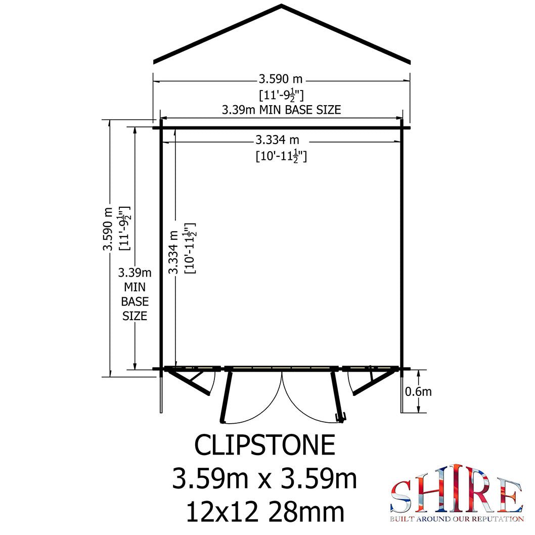 Shire Clipstone Log Cabin With 28mm Log Thickness - JJ Building Materials