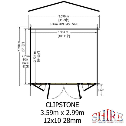 Shire Clipstone Log Cabin With 28mm Log Thickness - JJ Building Materials