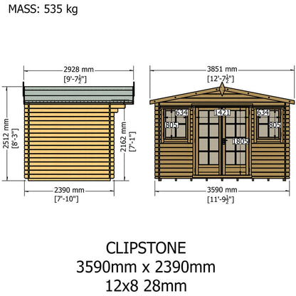 Shire Clipstone Log Cabin With 28mm Log Thickness - JJ Building Materials