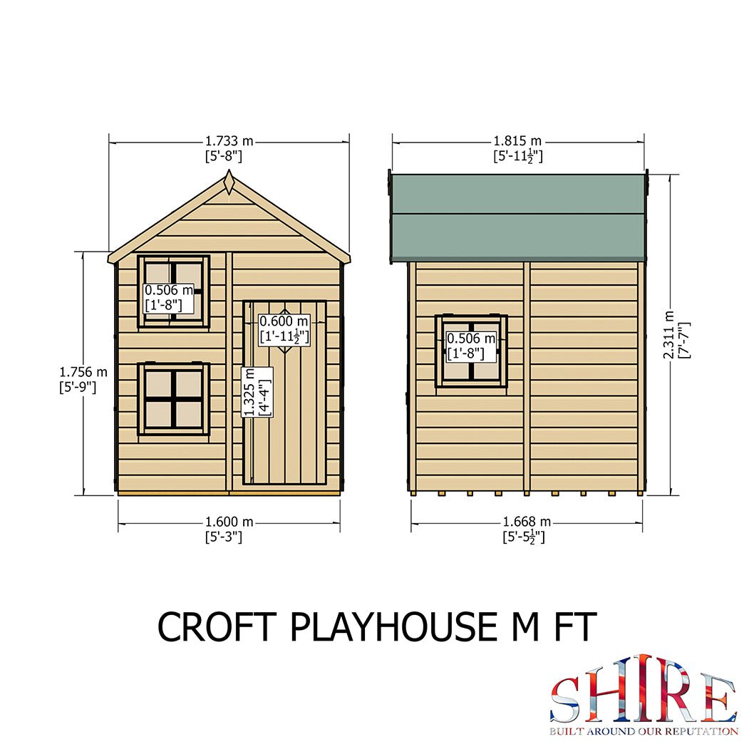 Shire Croft 7x5ft Kids Playhouse - JJ Building Materials