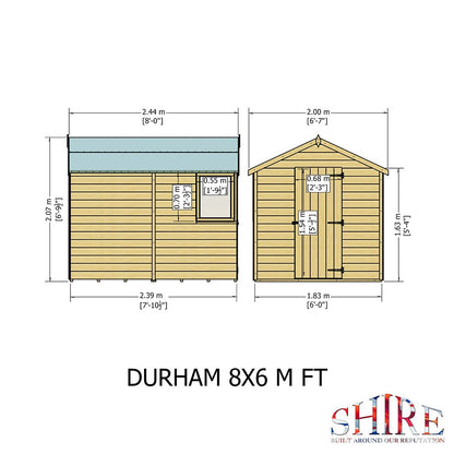 Shire Durham 8x6ft Single Door T&G Apex Wooden Shed - JJ Building Materials