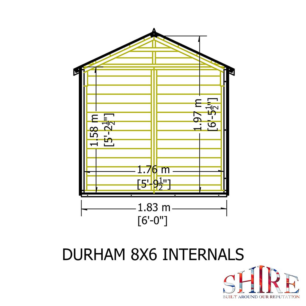 Shire Durham 8x6ft Single Door T&G Apex Wooden Shed - JJ Building Materials