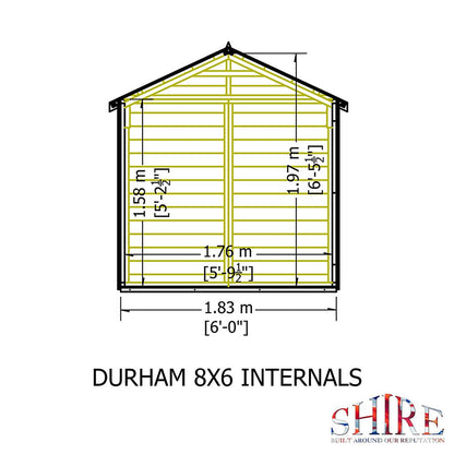 Shire Durham 8x6ft Single Door T&G Apex Wooden Shed - JJ Building Materials
