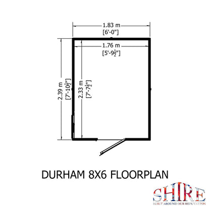 Shire Durham 8x6ft Single Door T&G Apex Wooden Shed - JJ Building Materials