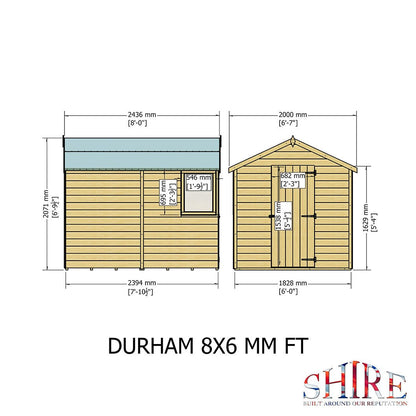 Shire Durham 8x6ft Single Door T&G Apex Wooden Shed - JJ Building Materials