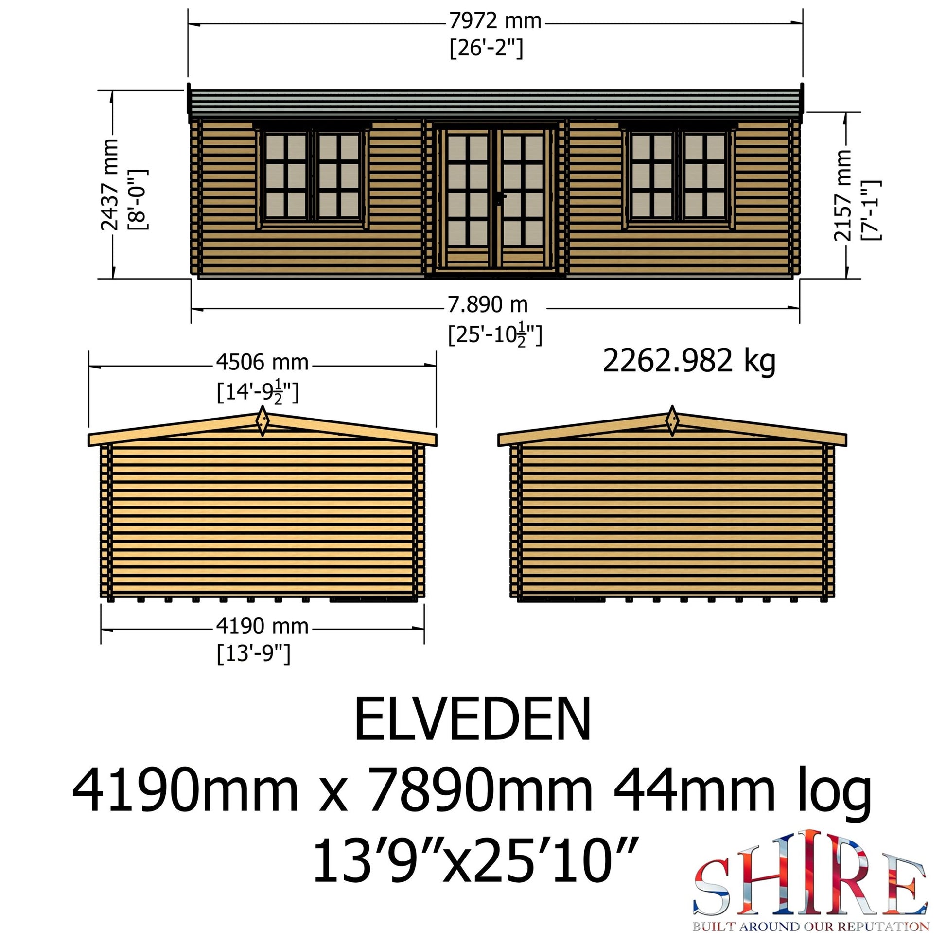 Shire Elveden Log Cabin With 44mm Log Thickness - JJ Building Materials