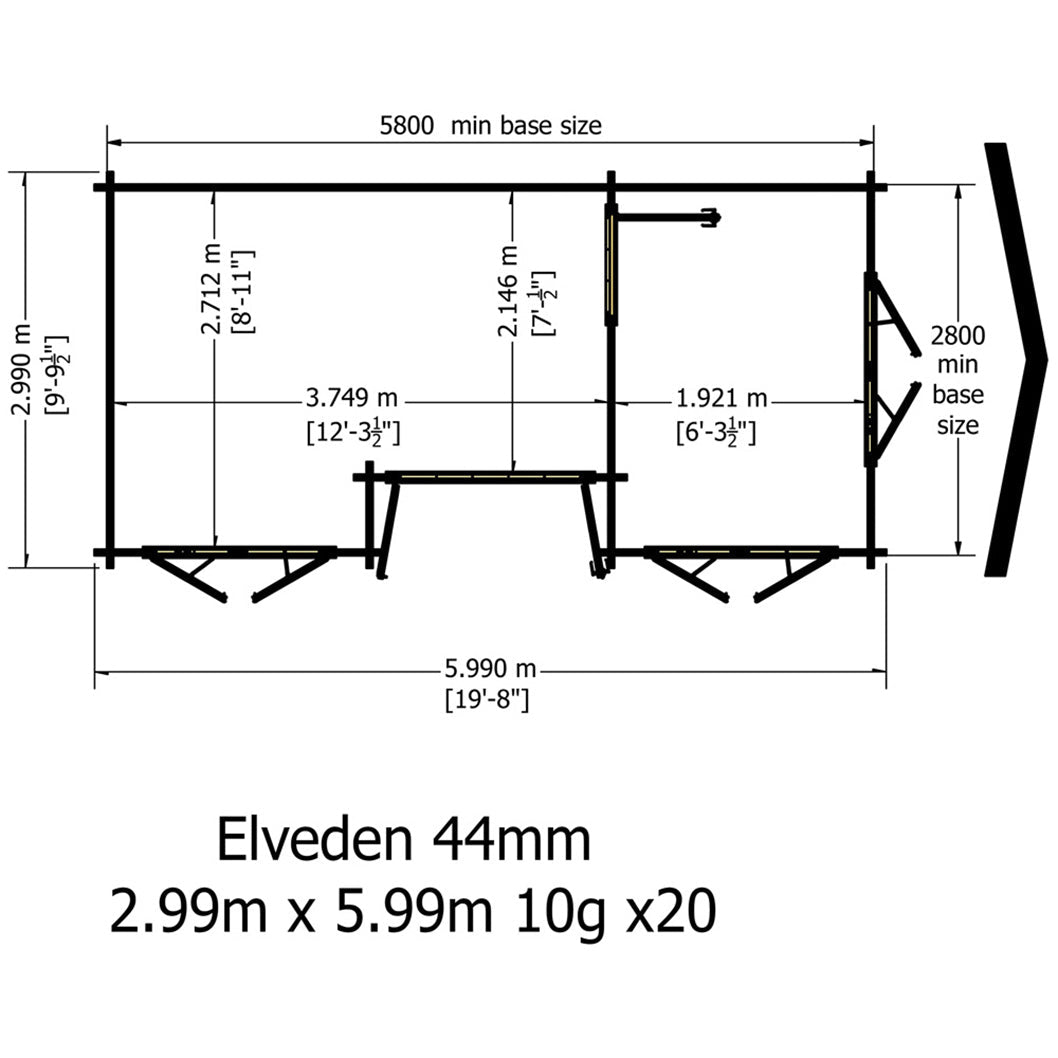 Shire Elveden Log Cabin With 44mm Log Thickness - JJ Building Materials