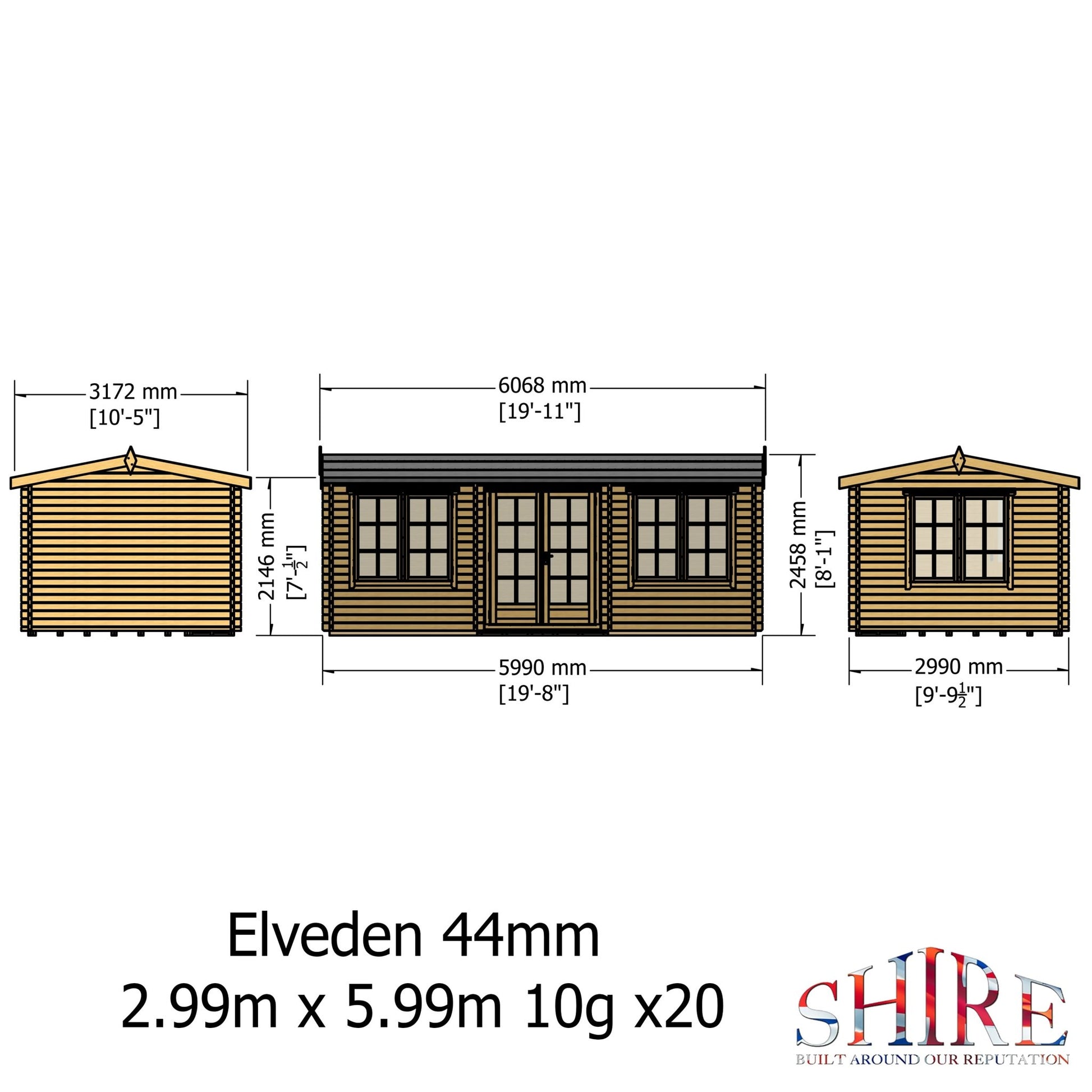 Shire Elveden Log Cabin With 44mm Log Thickness - JJ Building Materials