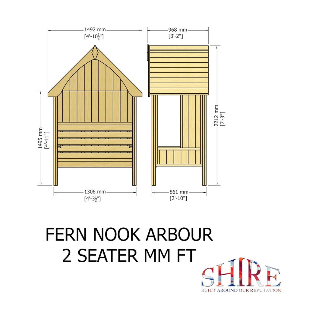 Shire Fern Nook 2 Seater Arbour Pressure Treated - JJ Building Materials