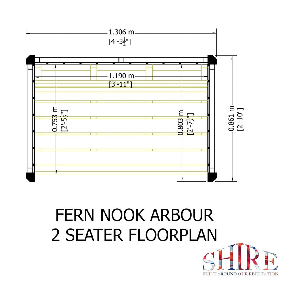 Shire Fern Nook 2 Seater Arbour Pressure Treated - JJ Building Materials
