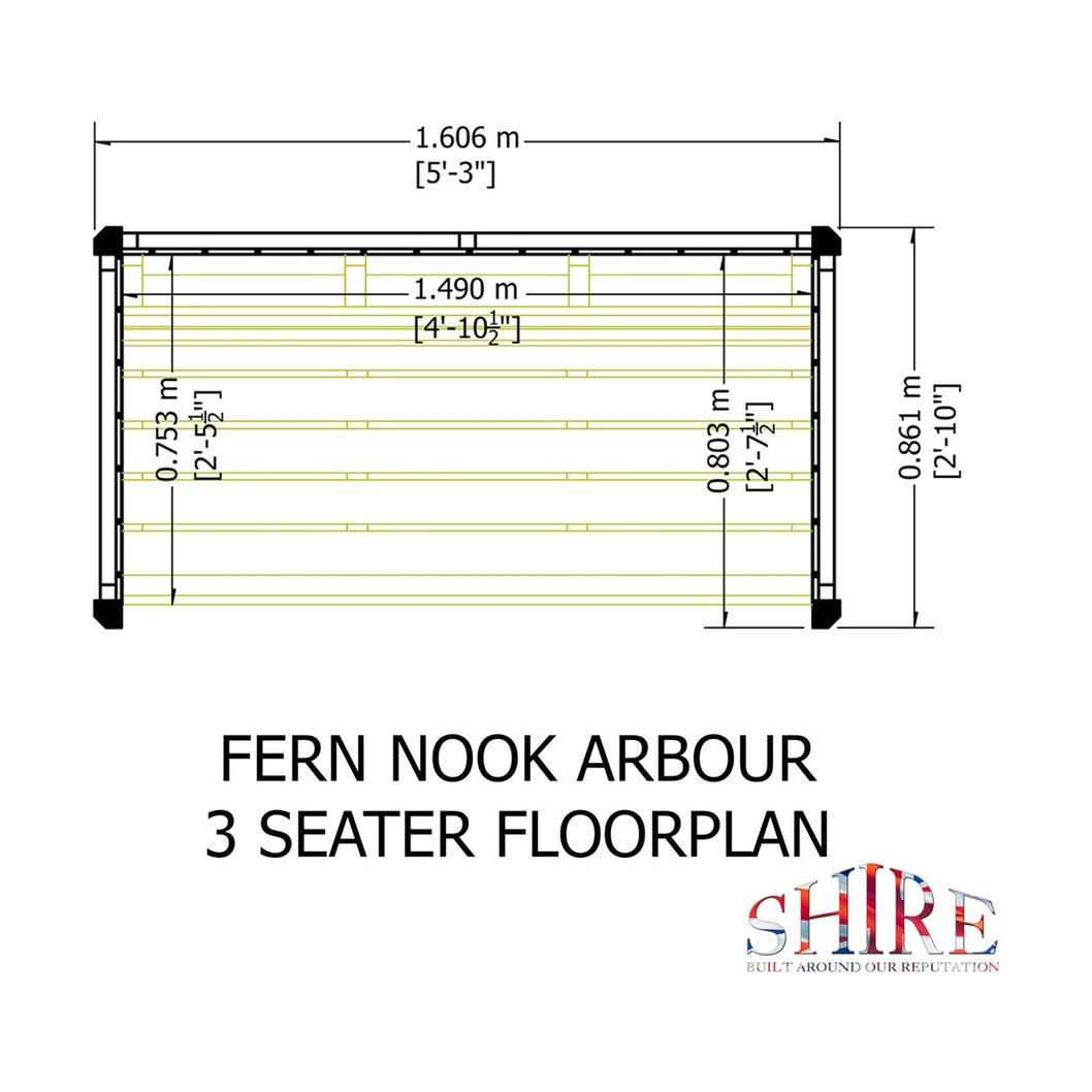 Shire Fern Nook 3 Seater Arbour Pressure Treated - JJ Building Materials