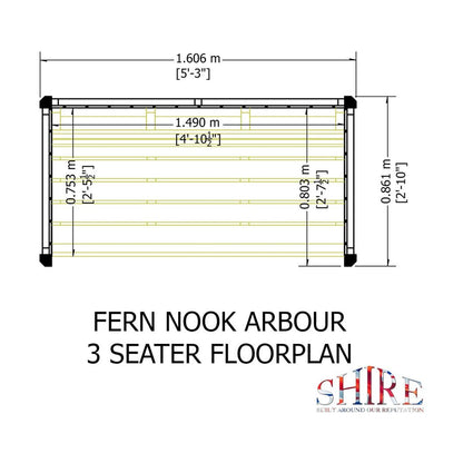 Shire Fern Nook 3 Seater Arbour Pressure Treated - JJ Building Materials