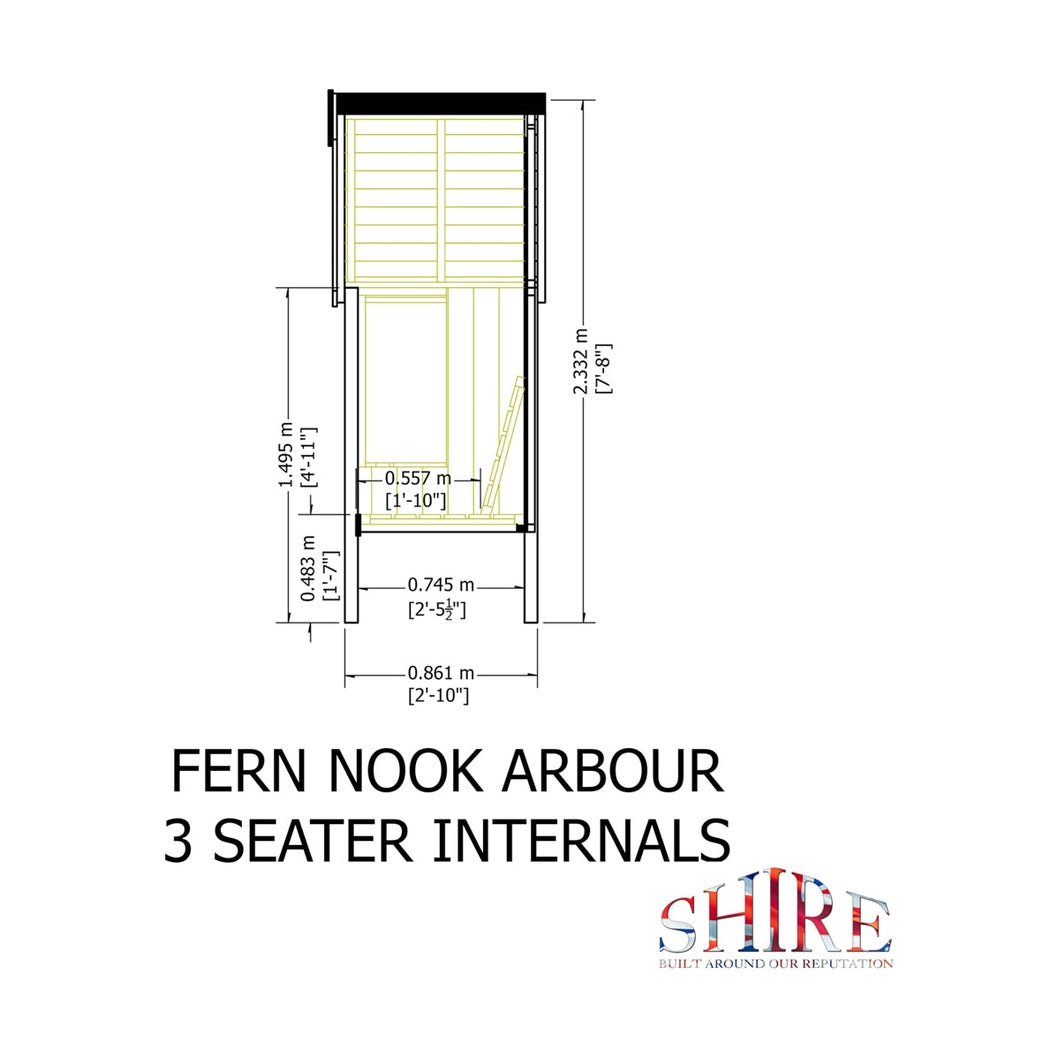 Shire Fern Nook 3 Seater Arbour Pressure Treated - JJ Building Materials