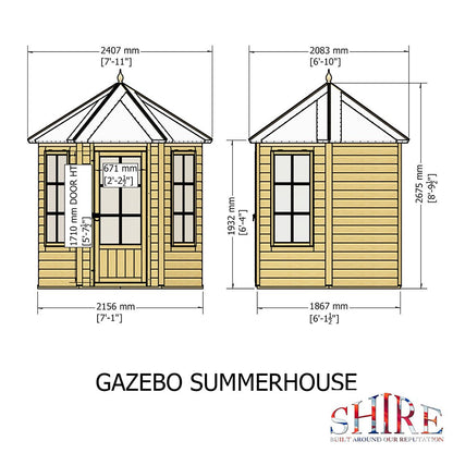 Shire Gazebo 7x6ft Single Door T&G Wooden Summerhouse - JJ Building Materials