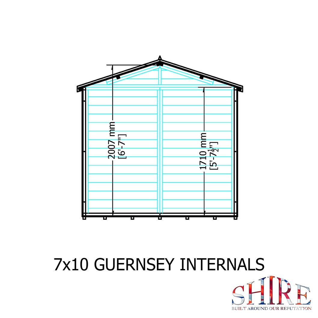 Shire Guernsey 7x10ft T&G Double Door Apex Wooden Shed - JJ Building Materials