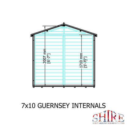 Shire Guernsey 7x10ft T&G Double Door Apex Wooden Shed - JJ Building Materials