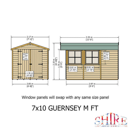 Shire Guernsey 7x10ft T&G Double Door Apex Wooden Shed - JJ Building Materials