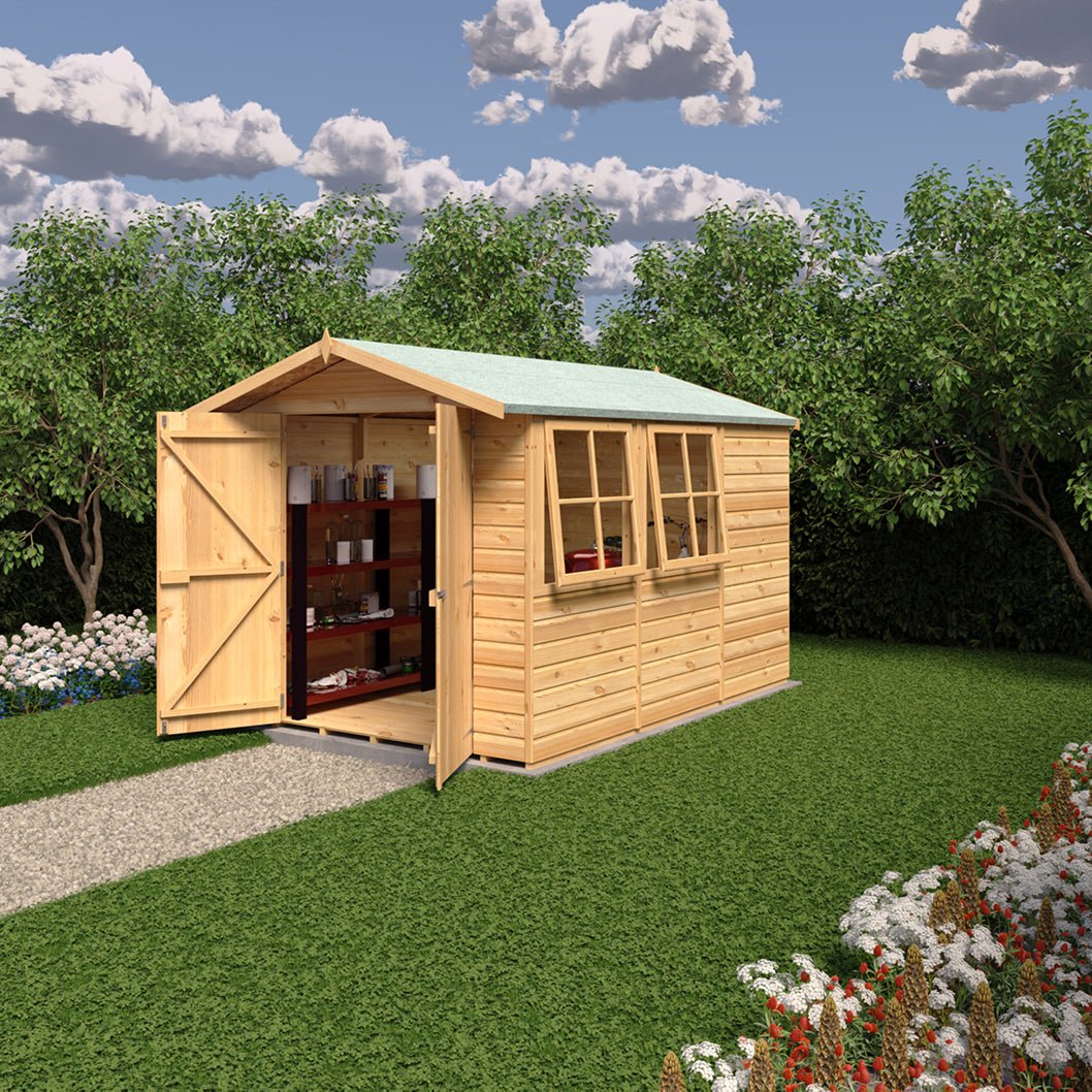 Shire Guernsey 7x10ft T&G Double Door Apex Wooden Shed - JJ Building Materials