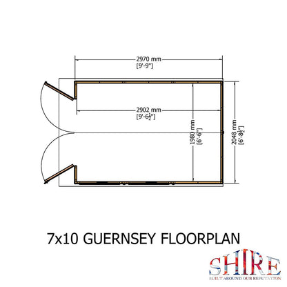 Shire Guernsey 7x10ft T&G Double Door Apex Wooden Shed - JJ Building Materials