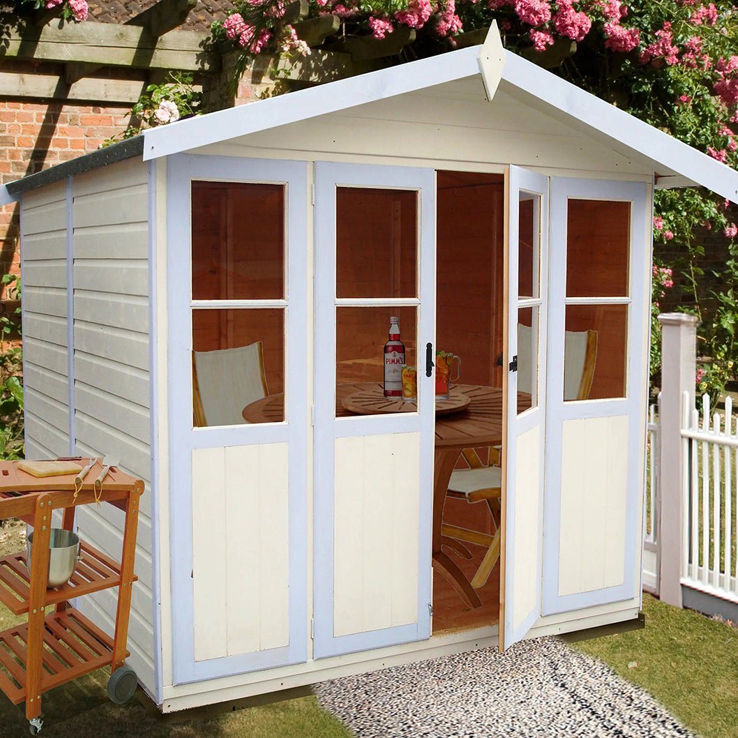 Shire Haddon 7x5ft Double Door T&G Wooden Summerhouse - JJ Building Materials