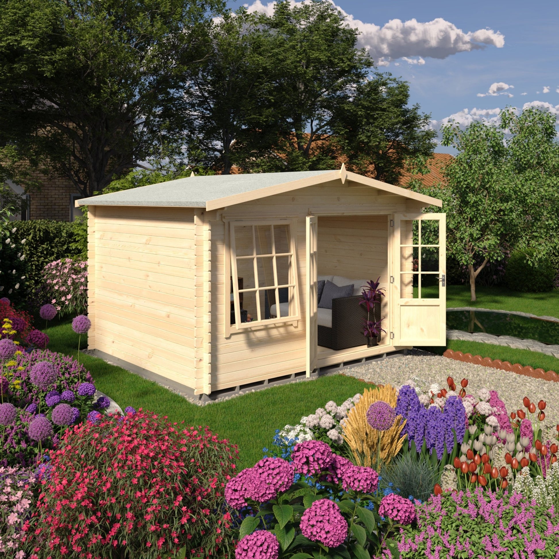 Shire Hale Log Cabin With 28mm Log Thickness - JJ Building Materials