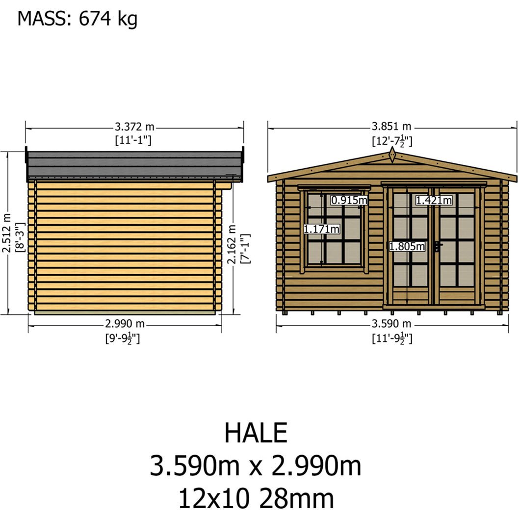 Shire Hale Log Cabin With 28mm Log Thickness - JJ Building Materials