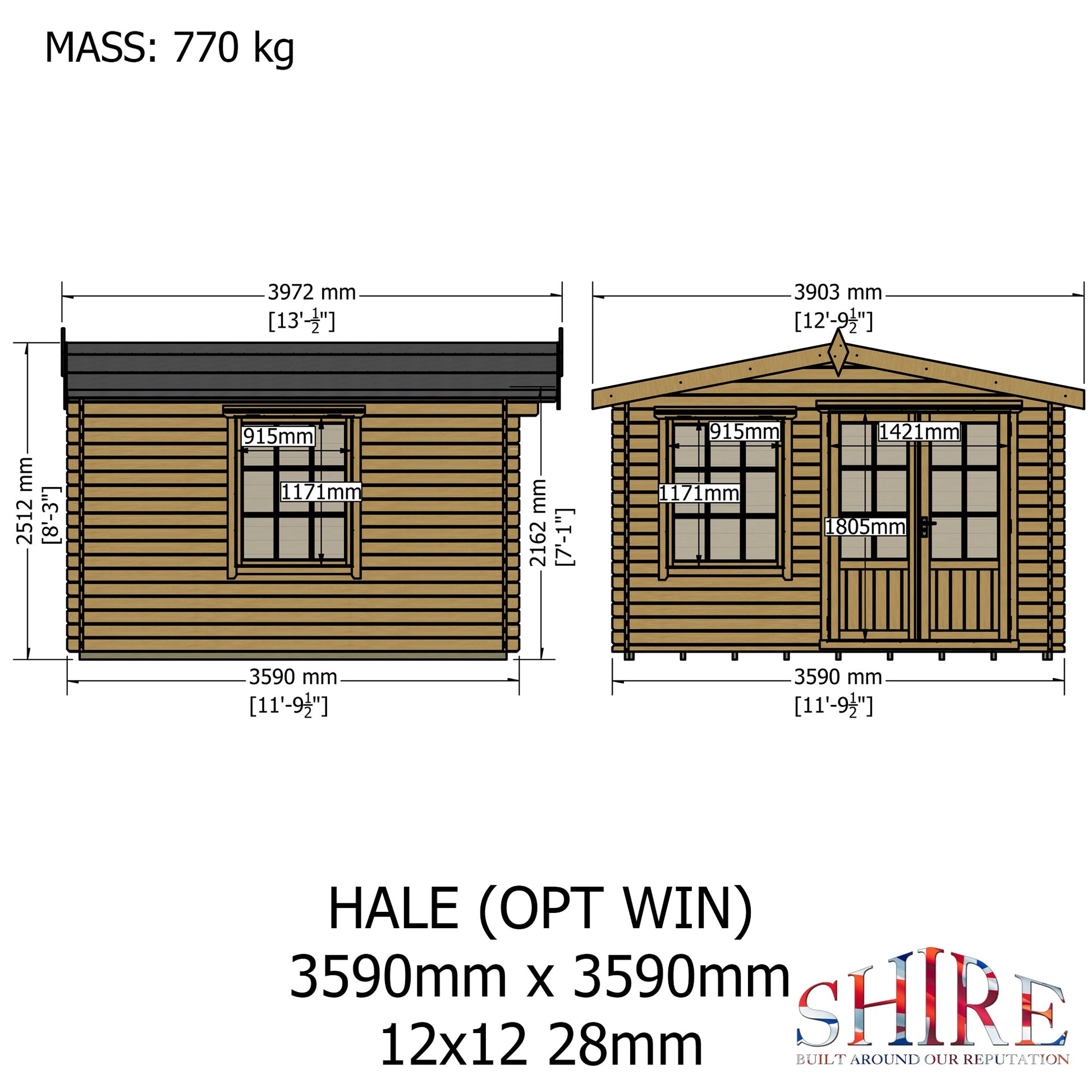 Shire Hale Log Cabin With 28mm Log Thickness - JJ Building Materials