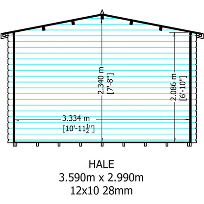 Shire Hale Log Cabin With 28mm Log Thickness - JJ Building Materials