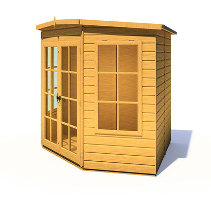 Shire Hampton 7x7ft Corner Double Door T&G Wooden Summerhouse - JJ Building Materials