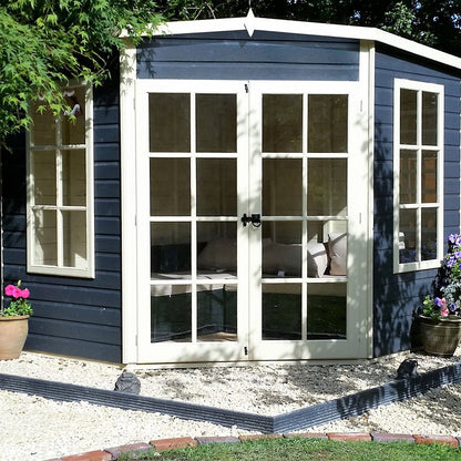 Shire Hampton 7x7ft Corner Double Door T&G Wooden Summerhouse - JJ Building Materials