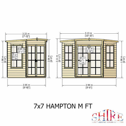Shire Hampton 7x7ft Corner Double Door T&G Wooden Summerhouse - JJ Building Materials