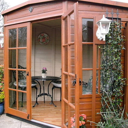 Shire Hampton 7x7ft Corner Double Door T&G Wooden Summerhouse - JJ Building Materials
