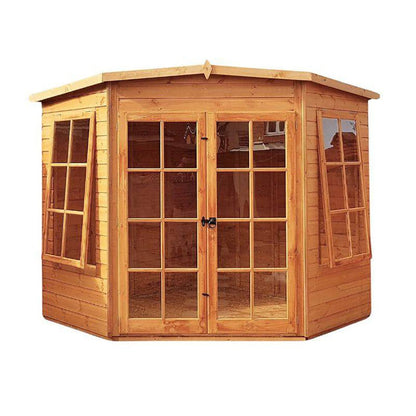 Shire Hampton 7x7ft Corner Double Door T&G Wooden Summerhouse - JJ Building Materials