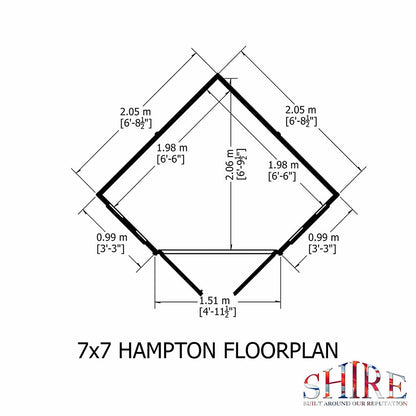 Shire Hampton 7x7ft Corner Double Door T&G Wooden Summerhouse - JJ Building Materials