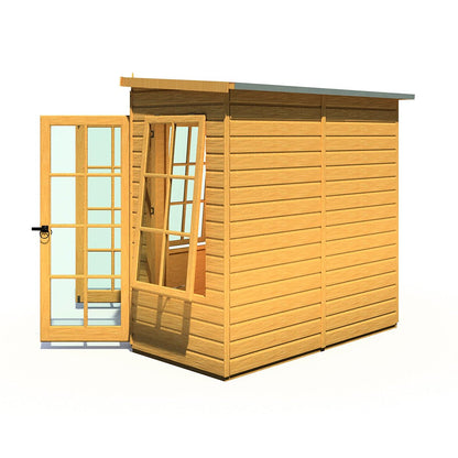 Shire Hampton 7x7ft Corner Double Door T&G Wooden Summerhouse - JJ Building Materials