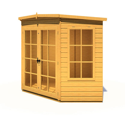 Shire Hampton 7x7ft Corner Double Door T&G Wooden Summerhouse - JJ Building Materials