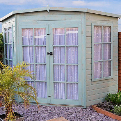 Shire Hampton 7x7ft Corner Double Door T&G Wooden Summerhouse - JJ Building Materials