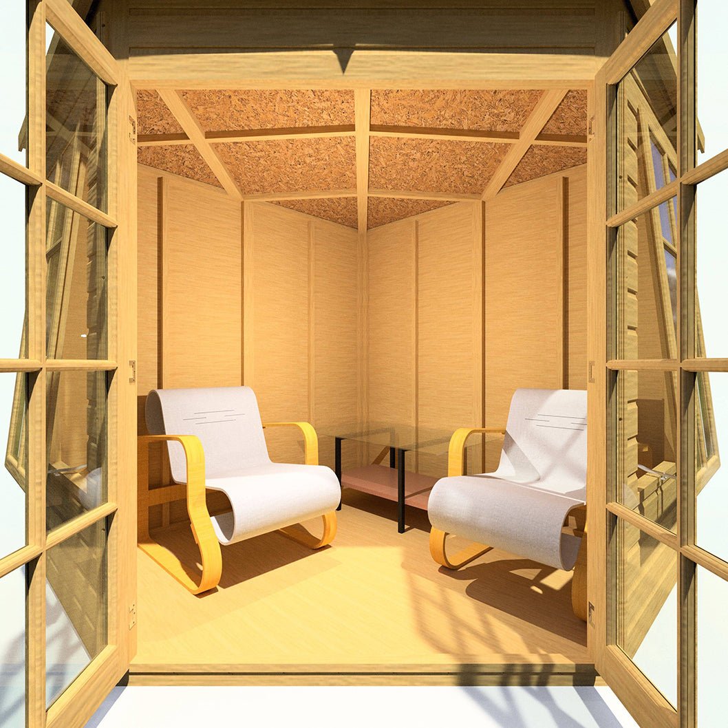 Shire Hampton 7x7ft Corner Double Door T&G Wooden Summerhouse - JJ Building Materials