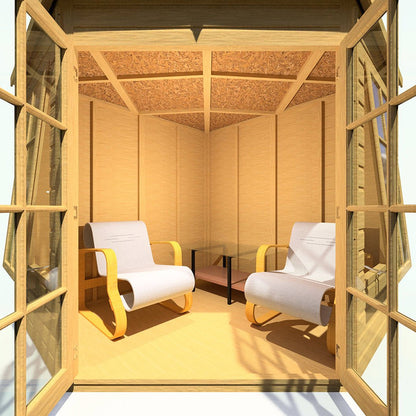 Shire Hampton 7x7ft Corner Double Door T&G Wooden Summerhouse - JJ Building Materials