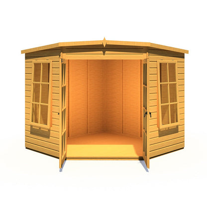 Shire Hampton 8x8ft Corner Double Door T&G Wooden Summerhouse - JJ Building Materials