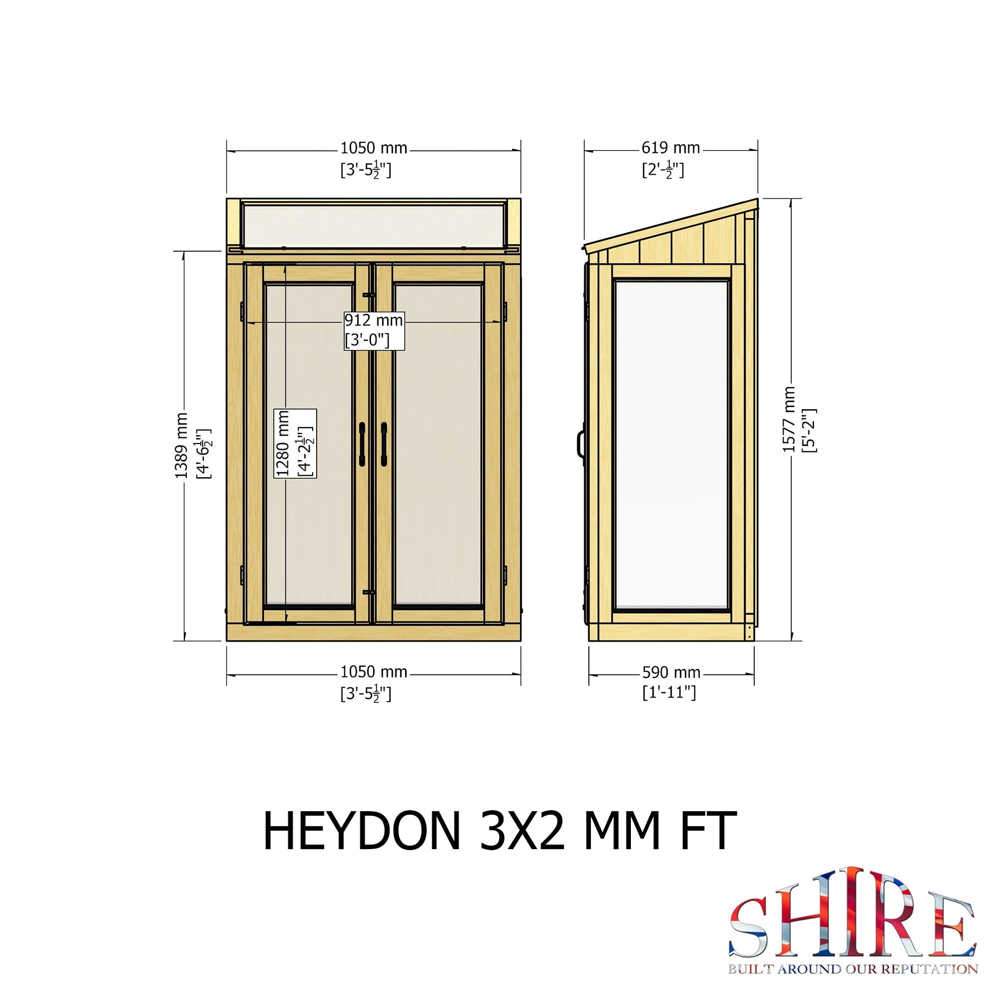 Shire Heydon Lean To Greenhouse 3 x 2ft - JJ Building Materials